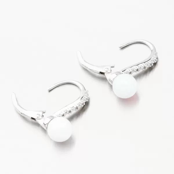Stříbrné náušnice s bílým opálem a se zirkony PKL-2205