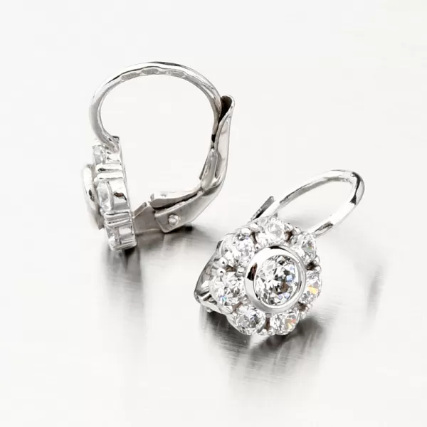 Dámské náušničky žluté zlato 585 kytičky se zirkony 668P-120388