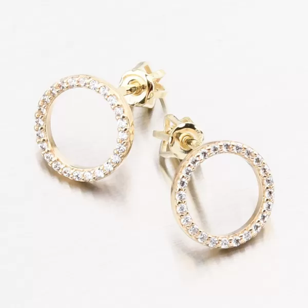 Dámské náušnice žluté zlato 585 zirkon kruh DZF4331-ZL-ZIR