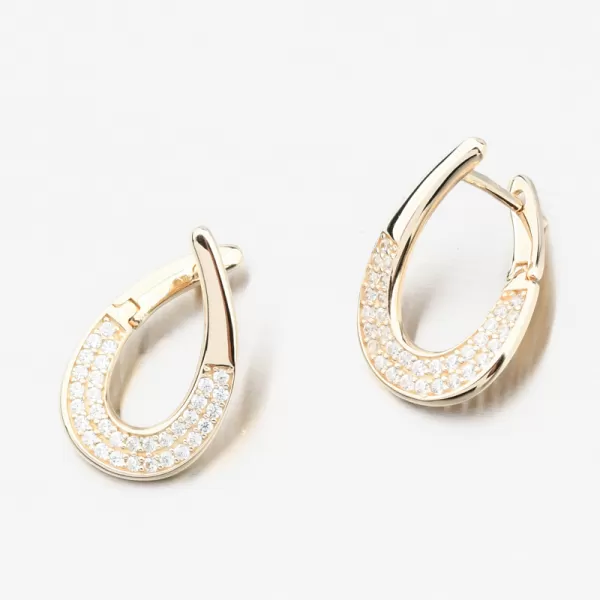 Dámské náušnice žluté zlato 585 se zirkony 163P-122670