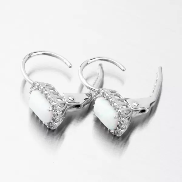 Náušnice z bílého zlata s bílým opálem a se zirkony 118P-120870