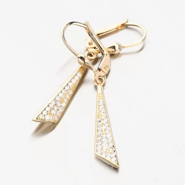 Zlaté visací náušnice se zirkony GCA12-003