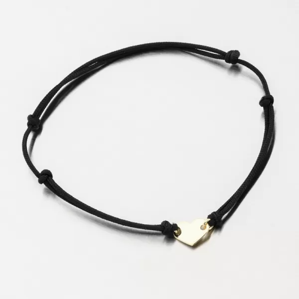 Náramek černý provázkový se srdcem 74-005ZL-Black