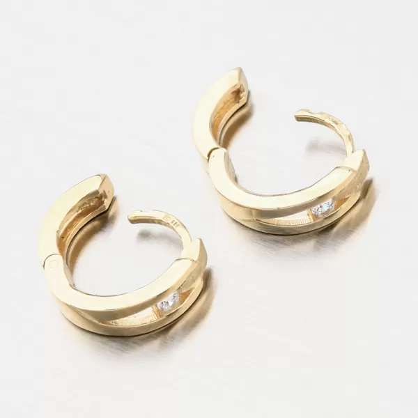 Dámské náušničky žluté zlato 585 kroužky se zirkonem DZ2023-ZL-ZIR
