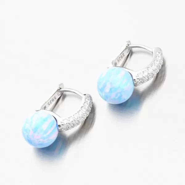Stříbrné náušnice se světle modrým opálem a se zirkony PKL-2167