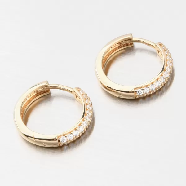 Dámské náušnice žluté zlato 585 zirkon kruhy 12R-733