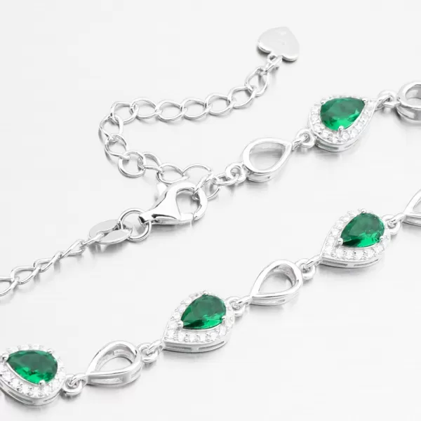 Dámský náramek stříbro 925 zirkon smaragdy PKL-4036