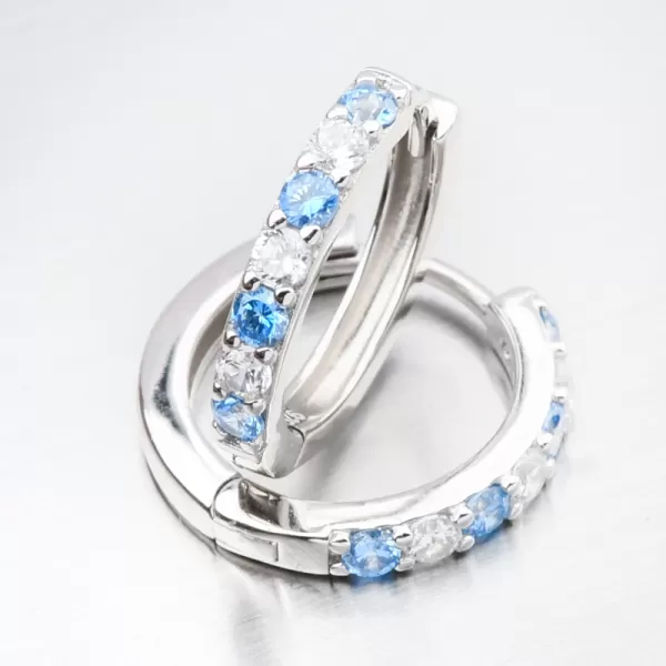 Dámské náušnice stříbro 925 zirkon kruhy s modré kameny PKL-2268