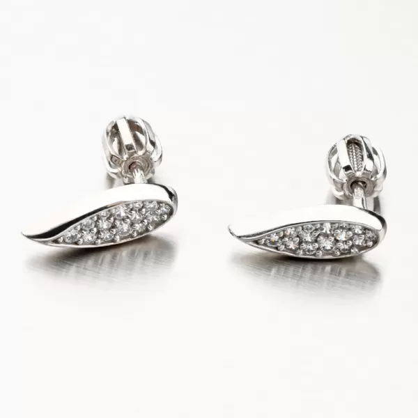 Náušnice z bílého zlata křídlo se zirkony 52GZ-3063B
