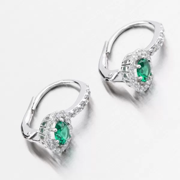 Dámské náušnice bílé zlato 585 zirkon smaragd 668P-120283-06
