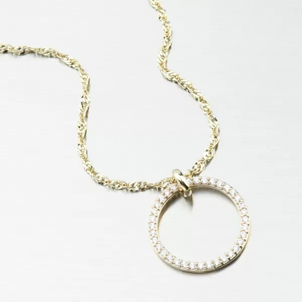 Dámský přívěsek zirkon žluté zlato DZF3775-ZL-ZIR