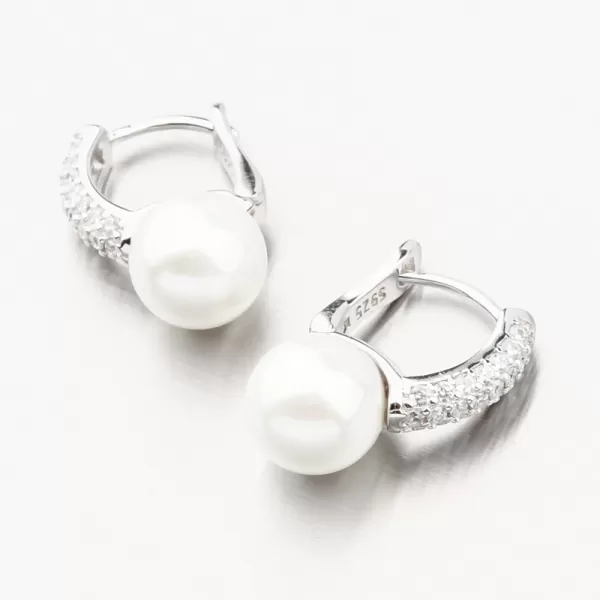 Stříbrné náušnice s perlou a se zirkony PKL-2195
