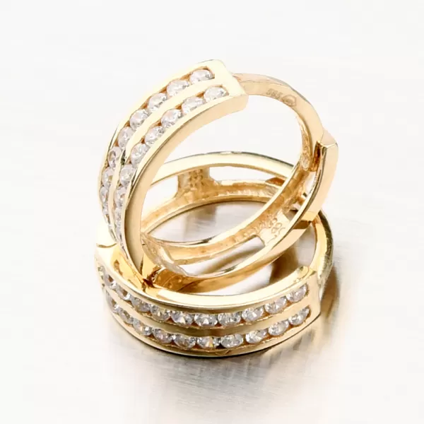 Dámské náušnice žluté zlato 585 zirkon kroužky PKL22-041