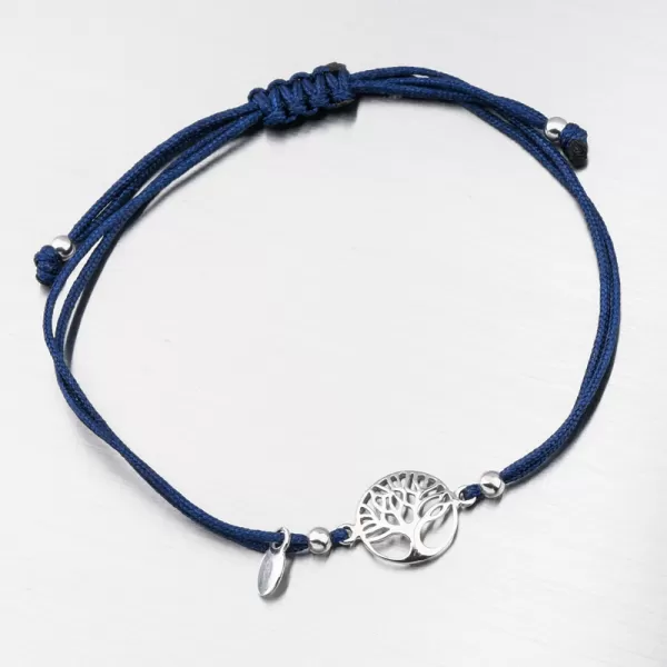 Stříbrný provázkový náramek strom života BST-14374-Blue