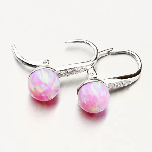 Dámské náušnice stříbro 925 zirkon růžový opál UCST-121746-8L