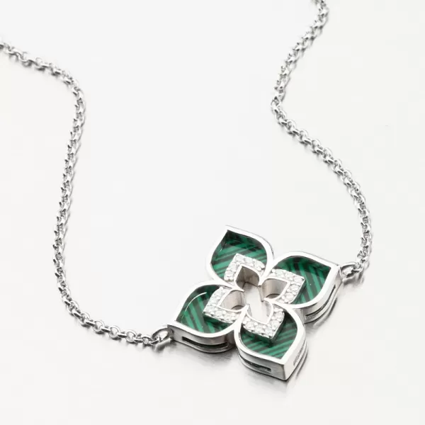 Stříbrný náramek s květinou a se zirkony PKL-4027