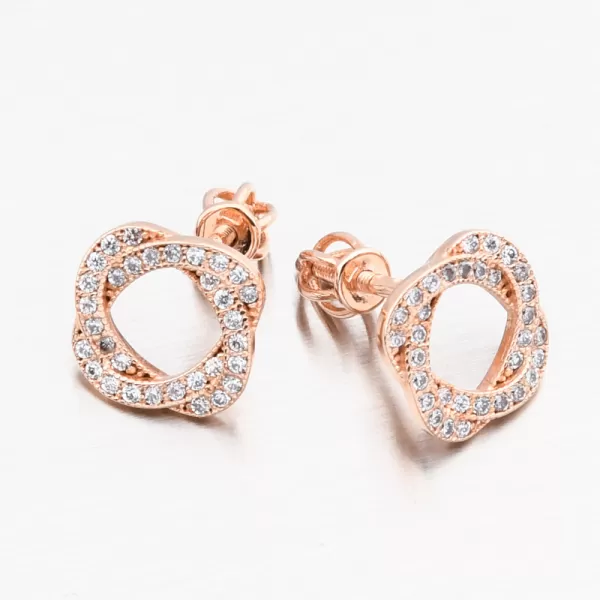 Náušnice z růžového zlata pecky se zirkony 668P-120289-CV