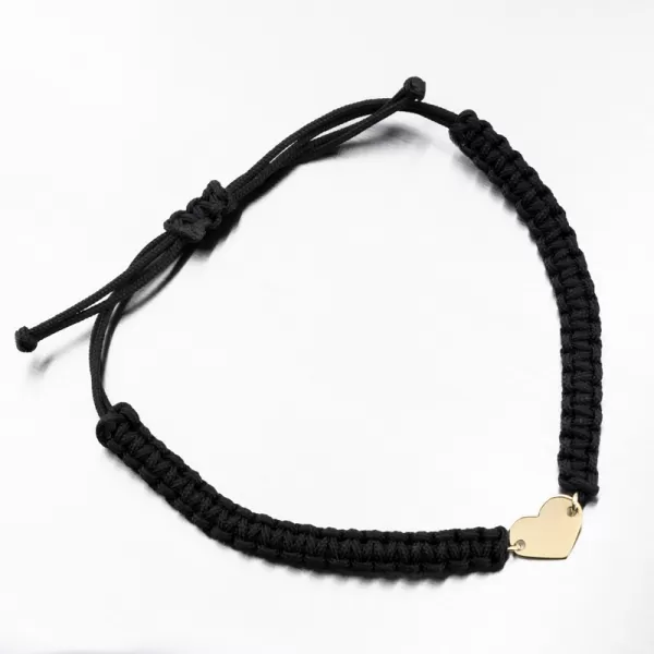 Náramek černý provázkový se srdcem 74-007ZL-Black