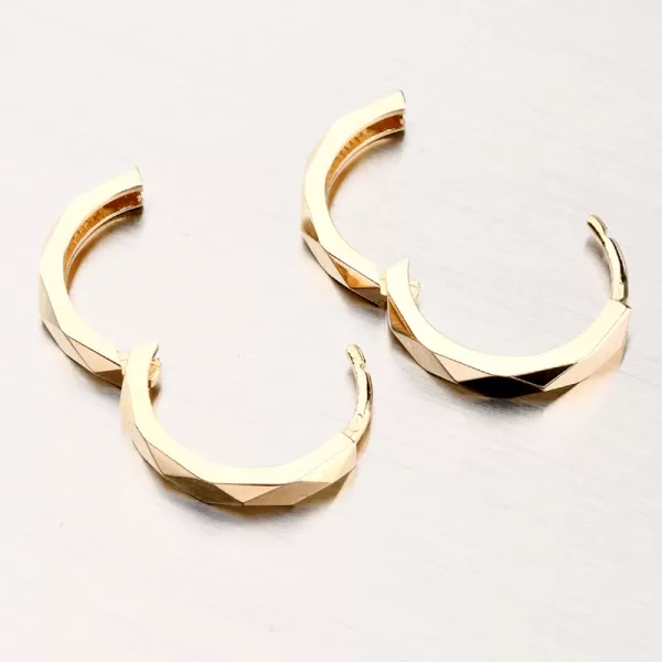 Dámské náušnice žluté zlato 585 broušené kruhy 12R-763