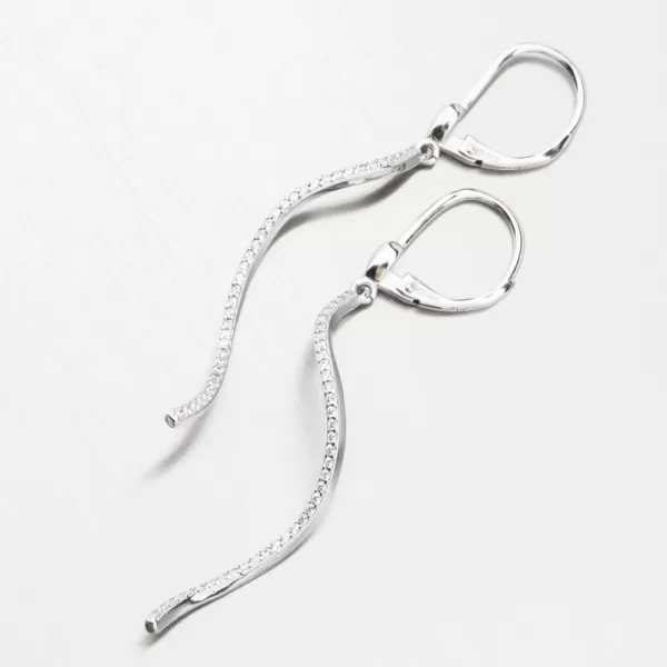 Visací stříbrné náušnice se zirkony UCST-122362