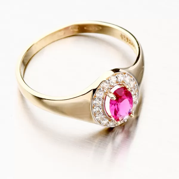 Zlatý prsten s rubínem a se zirkony 51GZ-8055-ZL-RUB