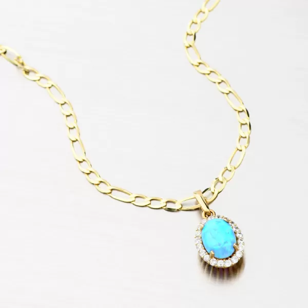 Zlatý přívěsek s modrým opálem 522P-130510-49