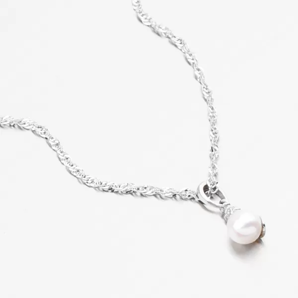 Dámský přívěsek bílé zlato 585 perly a se zirkony 53GZ-2235-B