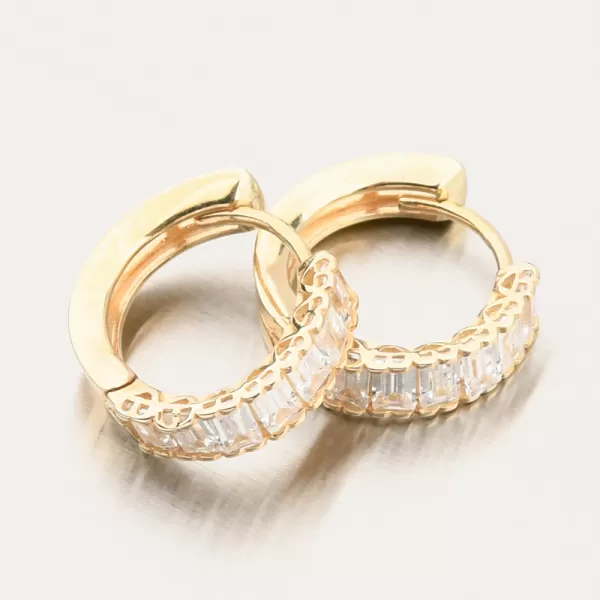 Dámské náušnice žluté zlato 585 kruhy se zirkony 143P-122430