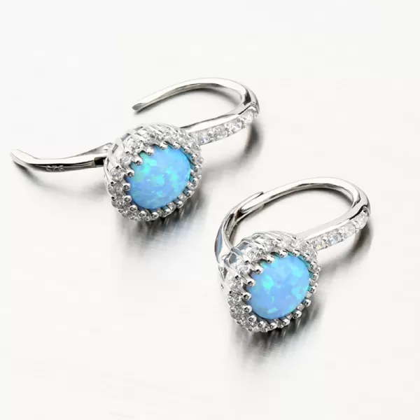 Stříbrné náušnice s modrým opálem a se zirkony PKL-2124