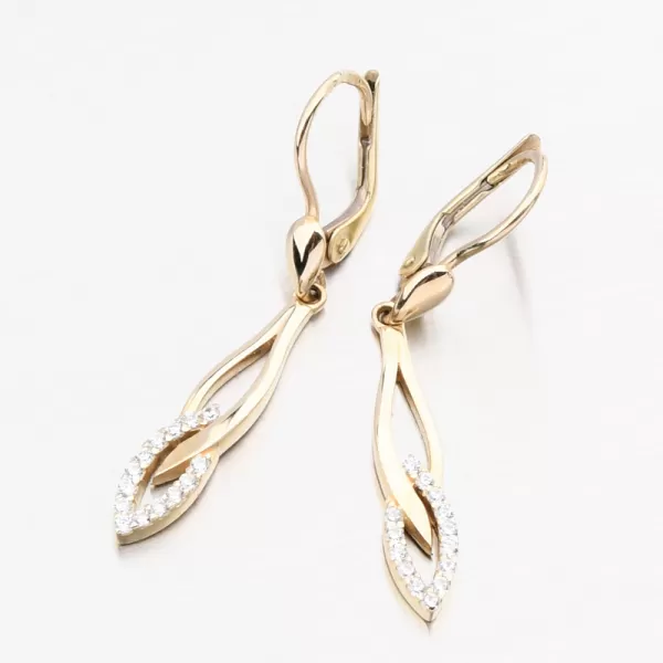 Zlaté visací náušnice se zirkony 683P-120565-ZL