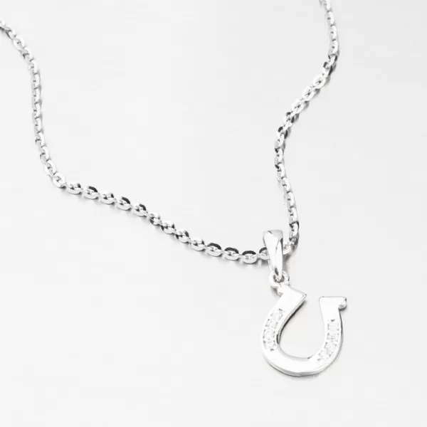 Přívěsek z bílého zlata podkova se zirkony GCA13-009