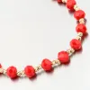 Náramek žluté zlato 585 červený provázkový kuličkami PKL24-032