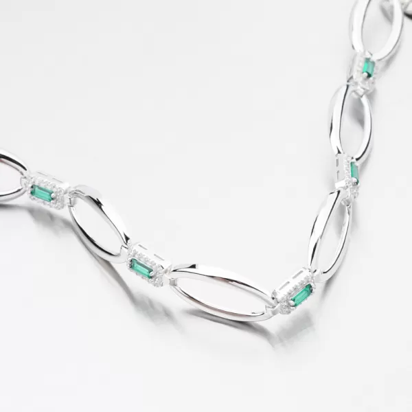 Dámský náramek stříbro 925 zirkon smaragdy PKL-4043