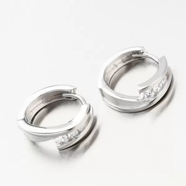 Dámské náušničky bílé zlato 585 kroužky se zirkony DZ1794-B-ZIR