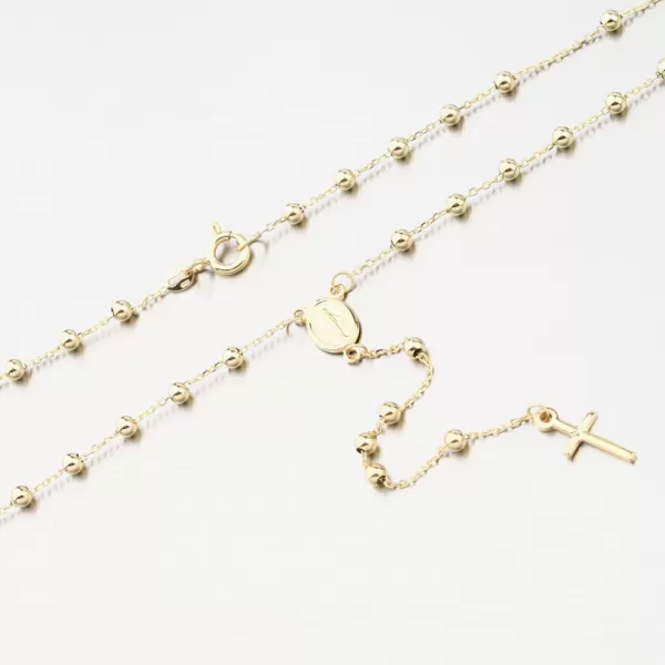 Dámský náhrdelník žluté zlato 585 růženec s Madonkou a křížkem 15R-039