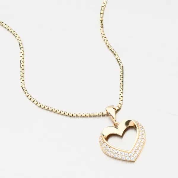 Zlatý přívěsek srdce se zirkony 13R-419