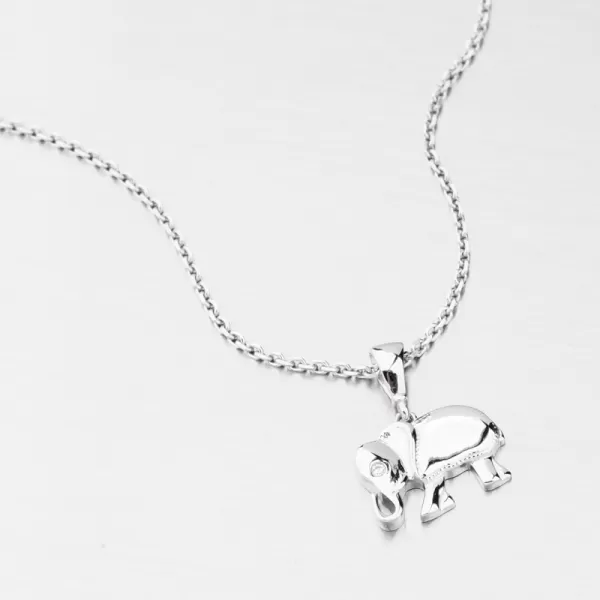 Přívěsek z bílého zlata slon se zirkonem GCA13-011