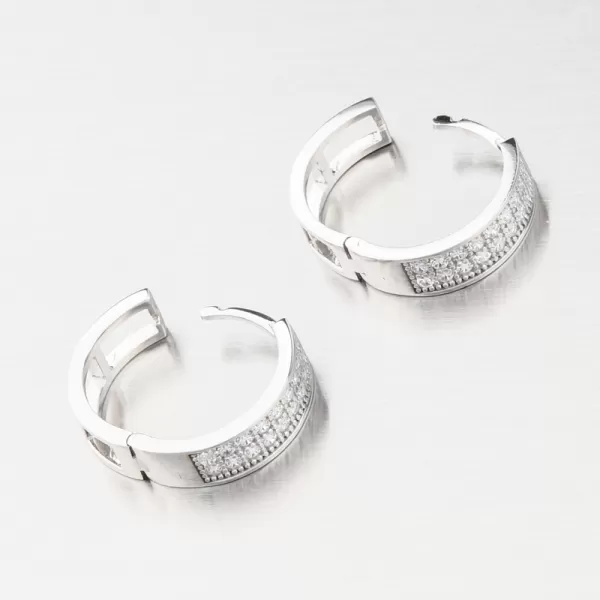 Dámské náušnice bílé zlato 585 zirkon kruhy 12R-723