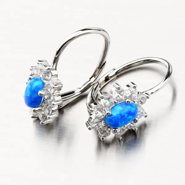 Stříbrné náušnice s modrým opálem a se zirkony PKL-2148