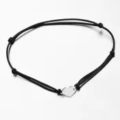 Náramek černý provázkový se srdcem 74-005B-Black