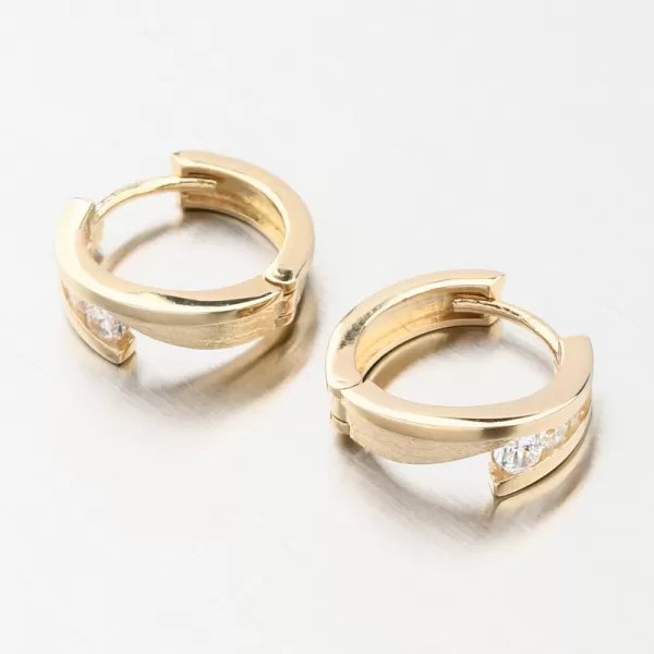 Dámské náušničky žluté zlato 585 kroužky se zirkony DZ1794-ZL-ZIR