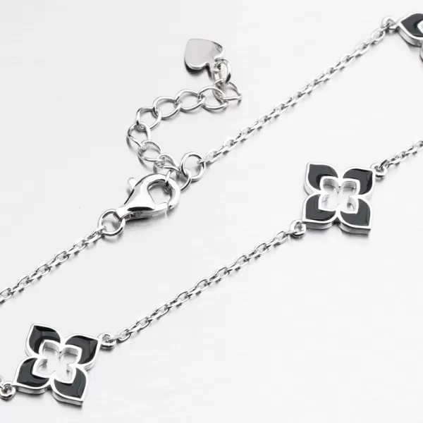 Dámský náramek stříbro 925 černou květinou PKL-4045