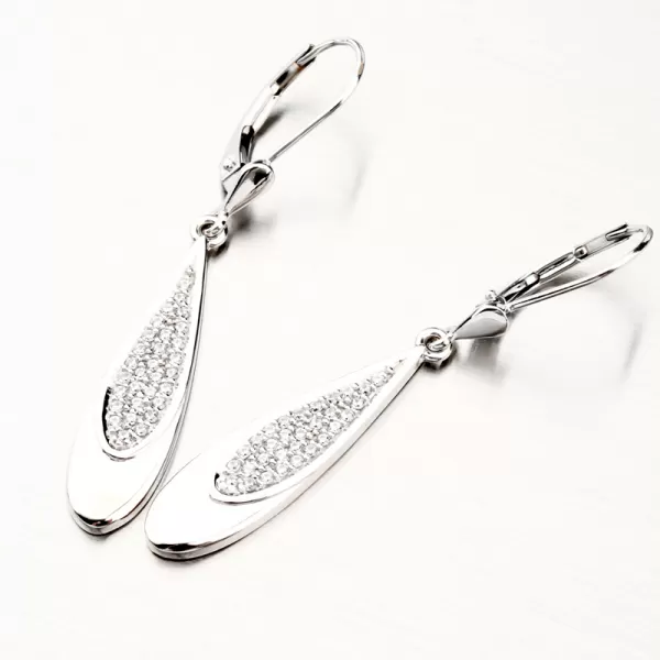 Visací náušnice z bílého zlata se zirkony 52GZ-8052B-KL