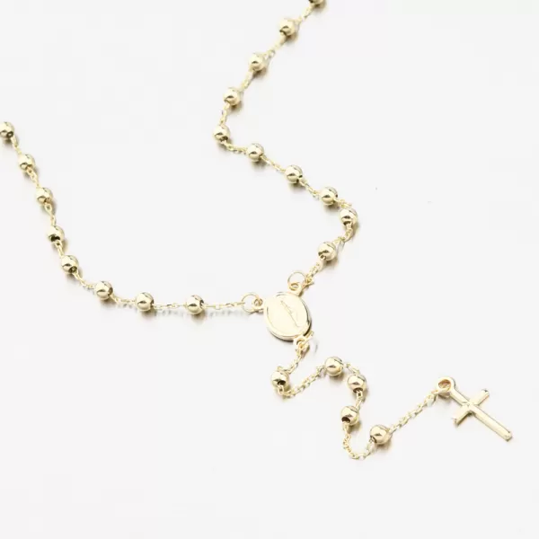 Dámský náhrdelník žluté zlato 585 růženec s Madonkou a křížkem 15R-039