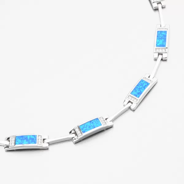 Dámský náramek stříbro 925 zirkon modrý opál a PKL-4041