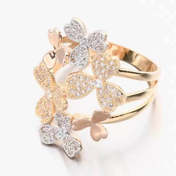 Zlatý prsten s kytičkami 221P-112110