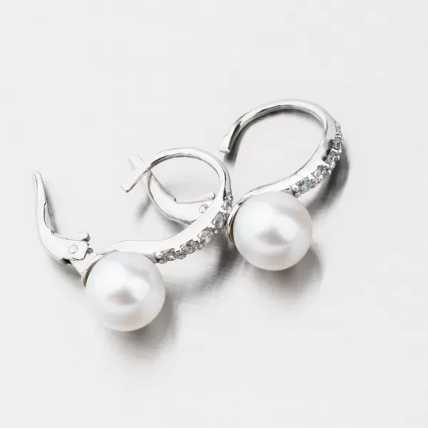 Dámské náušnice bílé zlato 585 perly a se zirkony 663P-120009-B