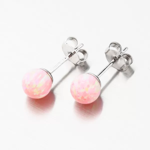 Stříbrné náušnice pecky s růžovým opálem UPST-121737-6