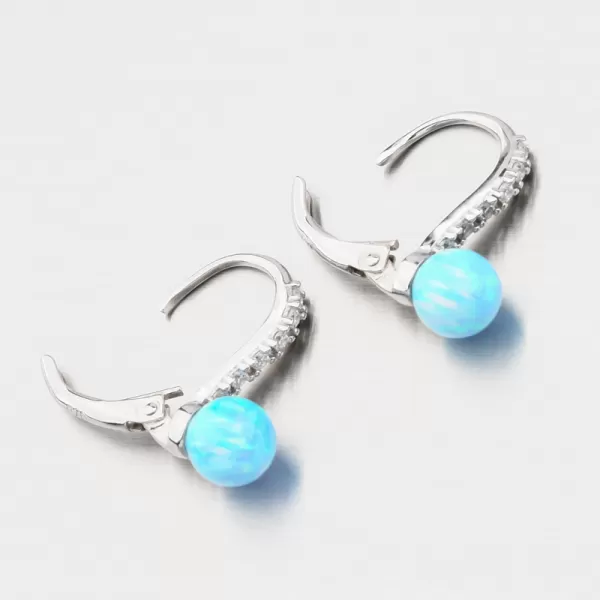 Stříbrné náušnice se světle modrým opálem a se zirkony PKL-2170