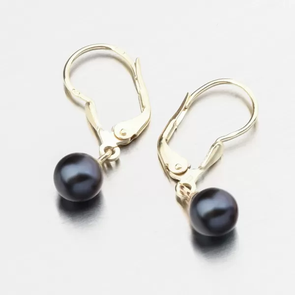 Dámské náušnice žluté zlato 585 perly s černá 52GZ-3016-ZL-KL-Black
